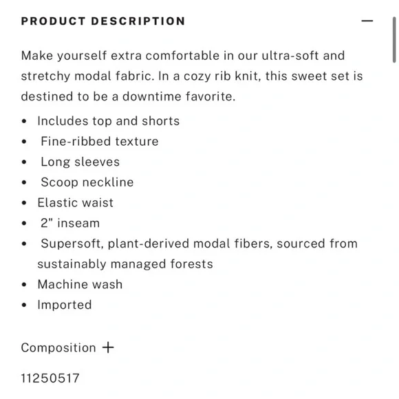 NWT VICTORIA'S SECRET Black Ribbed Modal 2PC L/S Scoop Neck Short Set SZ: XL - Picture 5 of 5